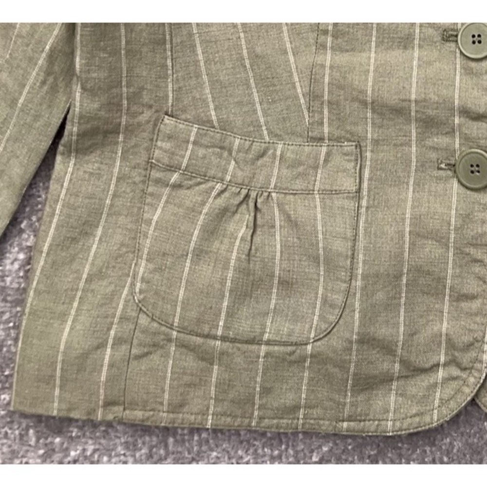 STYLE & CO Womens Size 12 Striped 100% Linen Blazer Patch Pockets Sage Green Y2K - Picture 14 of 14